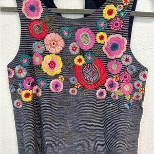 Anthropologie Gray Maxi Dress with Colorful Floral Details